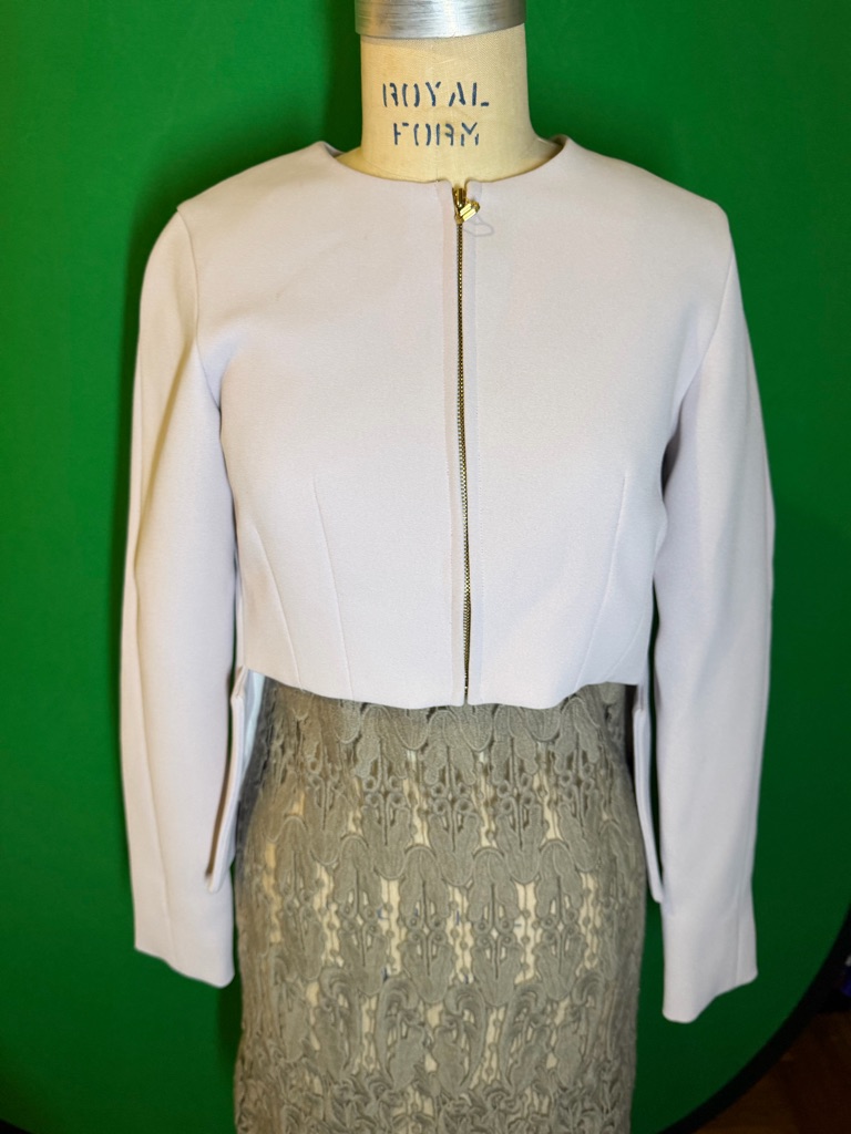 Derek Lam 10 Crosby Lavender Cropped Jacket Size 0 Gold Zip High Low